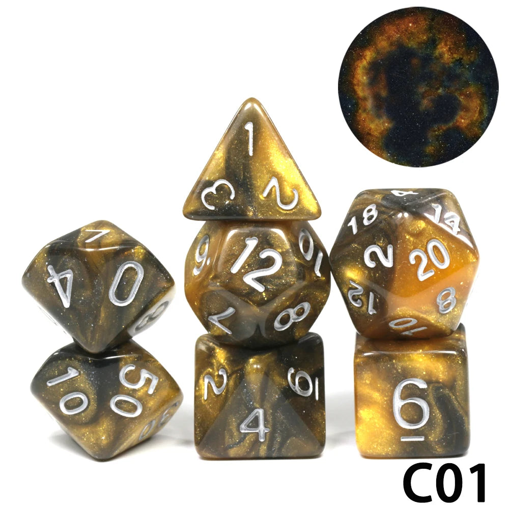 7-Piece Acrylic Polyhedral Dice Set for D&D and RPG Games