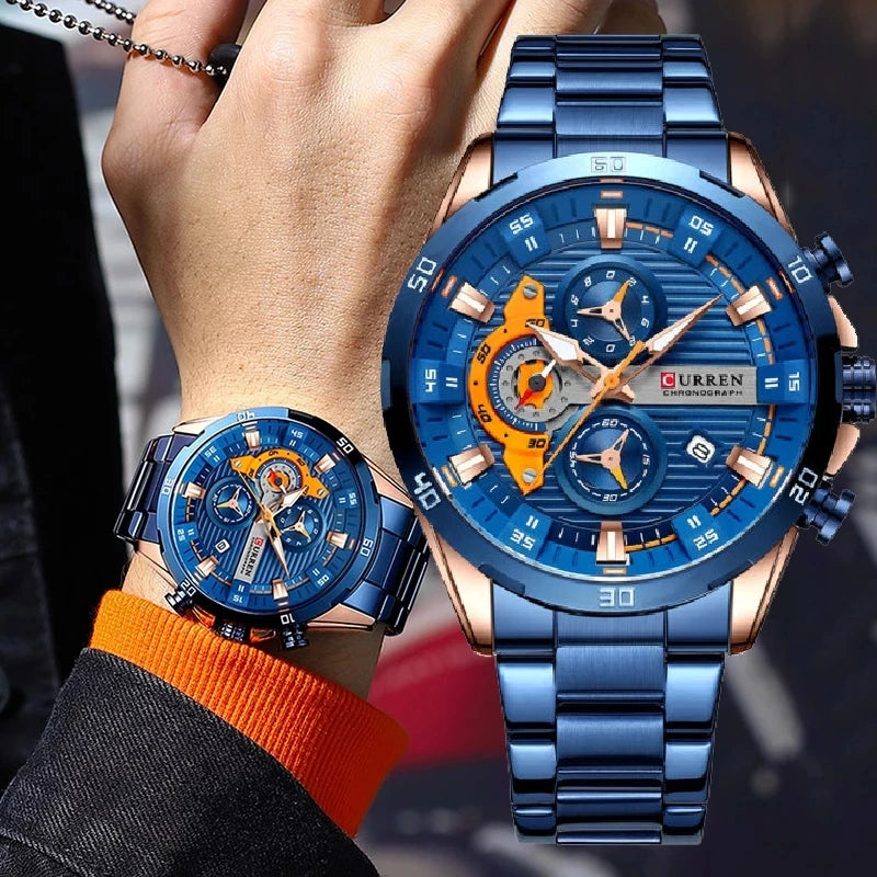CURREN Men’s Stainless Steel Quartz Chronograph Watch, Model 8402