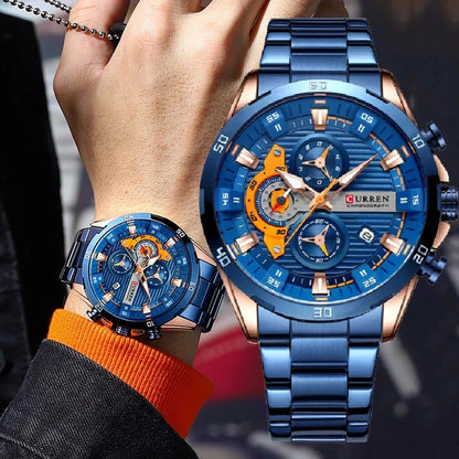 CURREN Men’s Stainless Steel Quartz Chronograph Watch, Model 8402