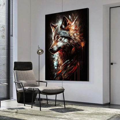 Wolf Canvas Poster - Waterproof Ink Abstract Spray Painting Wall Art