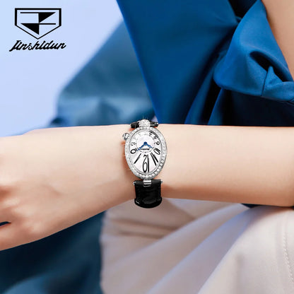 JSDUN 8827 Women's Quartz Watch - 50M Waterproof, Leather Band, Luxury