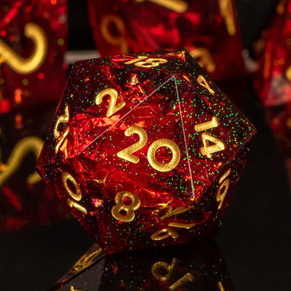 7-Piece Handmade Resin DnD Dice Set - Sharp Edge RPG Dice