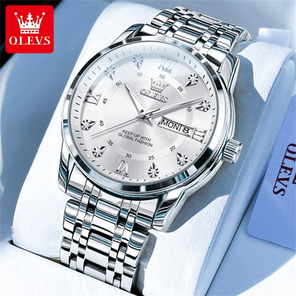 OLEVS Men’s Stainless Steel Quartz Watch with Roman Numerals, Model TY712