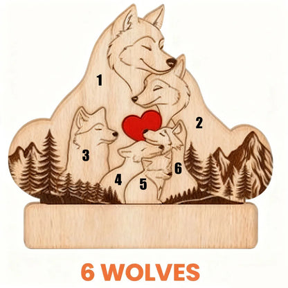 Personalized Wooden Wolf Family Puzzle - 4-6 inches, 0.7 inch Thick Custom