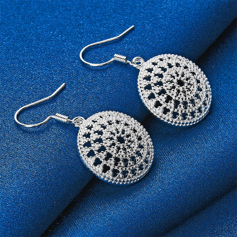 925 Sterling Silver Round Earrings - Fashionable Wedding Jewelry
