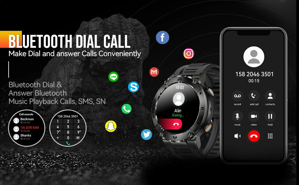 LaNikar Smart Watch - TFT Display, Bluetooth Call, Blood Pressure, Fitness Monitor, Waterproof