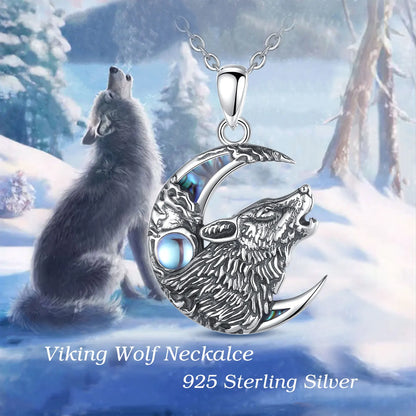 Wolf Moonstone Necklace