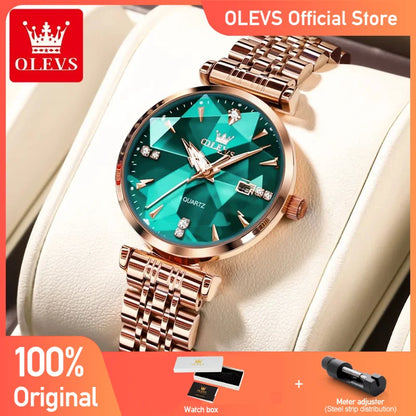OLEVS 5536 Women's Luxury Watch - Sapphire Crystal, Zircon Scale, Chronograph, Waterproof