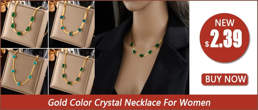 Gold Stainless Steel Chain Necklace & Bracelet Set