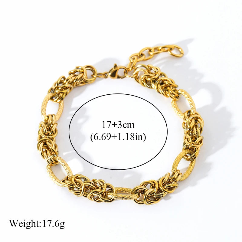 18K Gold Plated Twisted Bracelet - Stainless Steel Bangle