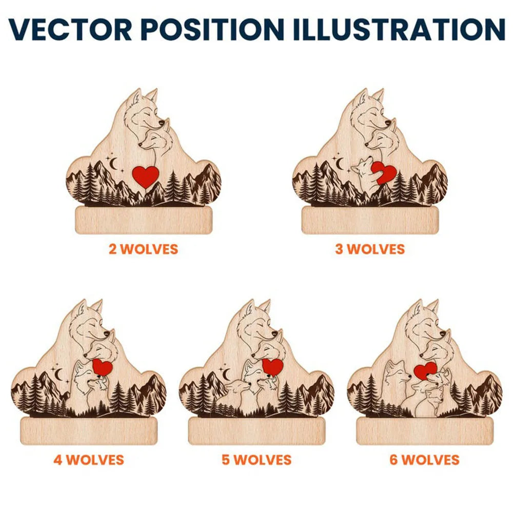 Personalized Wooden Wolf Family Puzzle - 4-6 inches, 0.7 inch Thick Custom