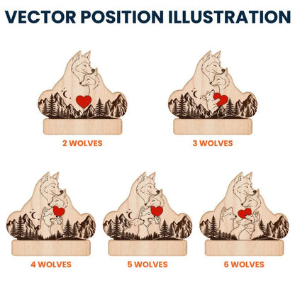 Personalized Wooden Wolf Family Puzzle - 4-6 inches, 0.7 inch Thick Custom