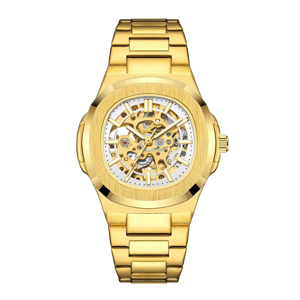Gorben Automatic Skeleton Watch with Stainless Steel Band and Sapphire Crystal