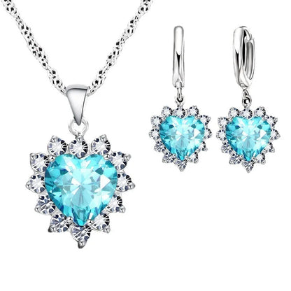 Heart Necklace & Earrings Set - Bridal Jewelry Gift