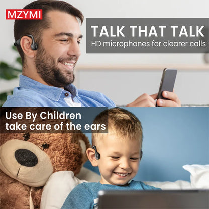 Bone Conduction Neckband Headphones - Bluetooth 5.3, IP56 Waterproof, 15H Battery