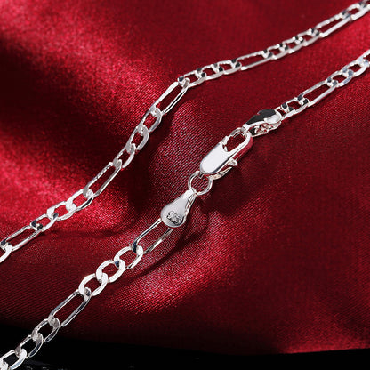 925 Sterling Silver 4mm Chain Necklace & Bracelet Set