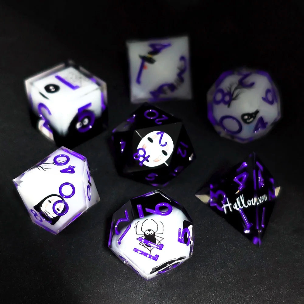 7-Piece Polyhedral Resin DnD Dice Set – Sharp Edge