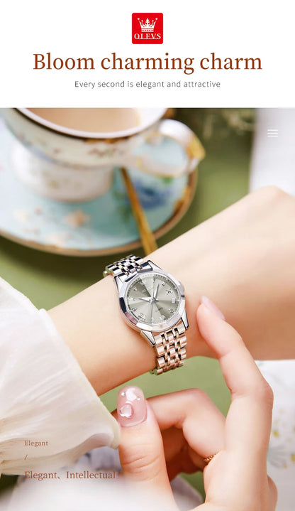 OLEVS 9931L Women's Watch - Elegant Fashion, Luxury, Waterproof, Stainless Steel, Luminous Date