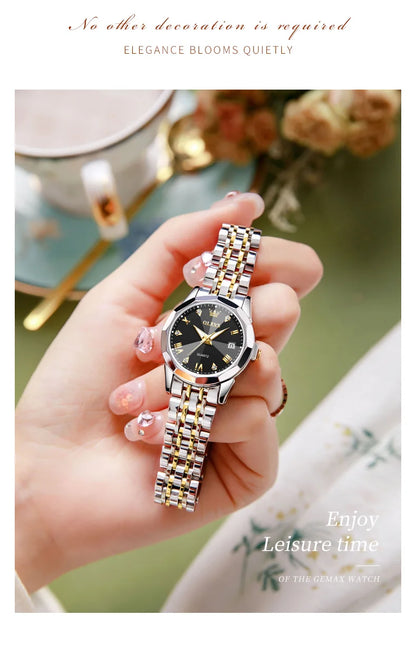 OLEVS 9931L Elegant Fashion Watch - Luxury, Waterproof, Stainless Steel, Luminous Date
