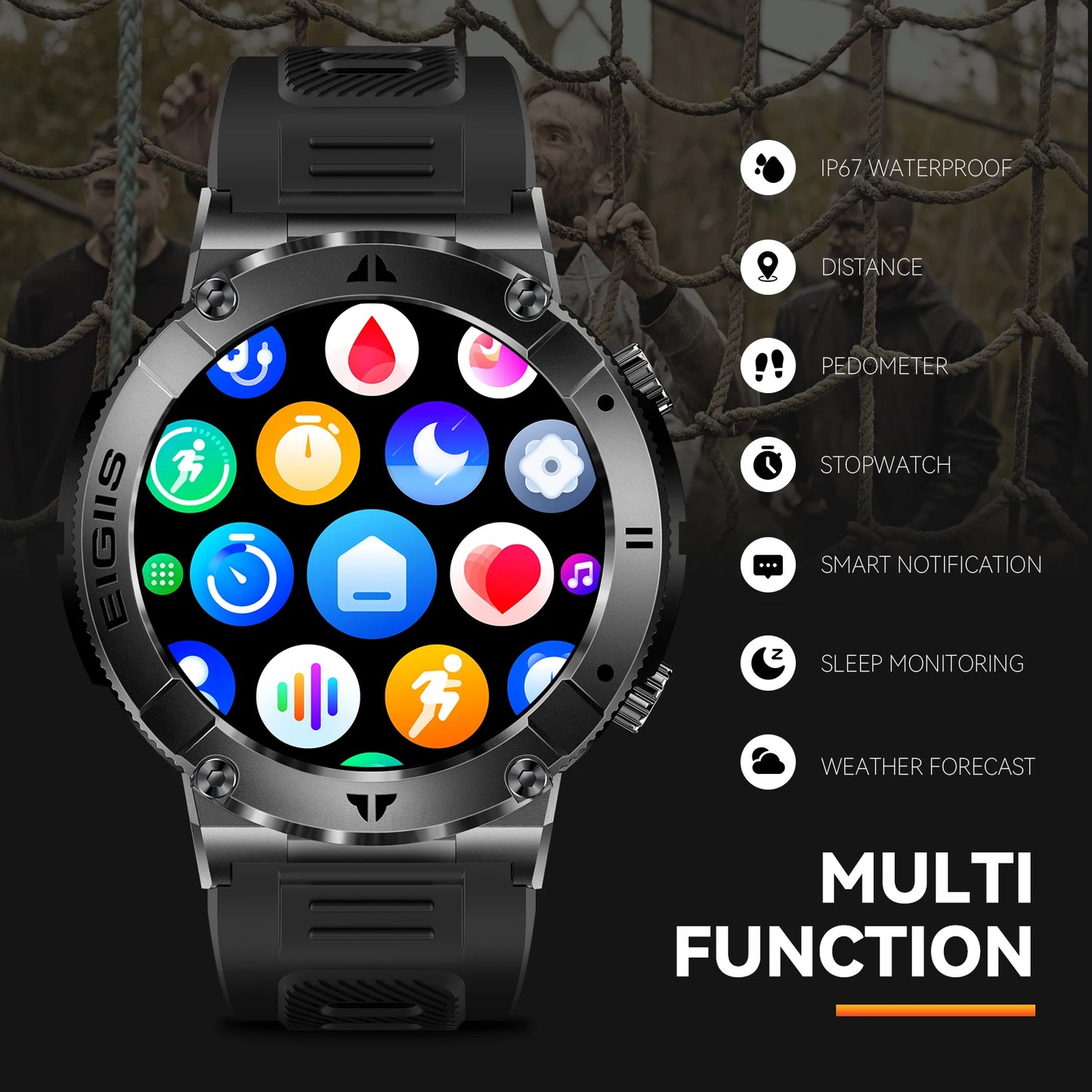 LaNikar Smart Watch - TFT Display, Bluetooth Call, Blood Pressure, Fitness Monitor, Waterproof