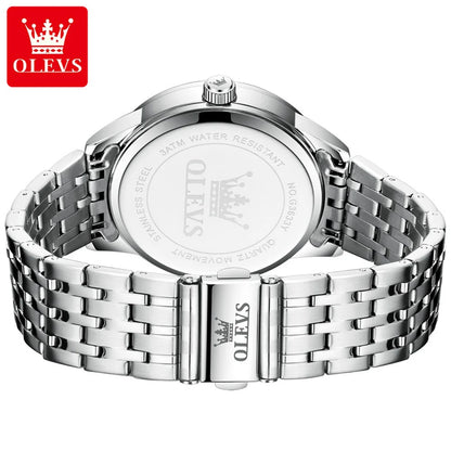 OLEVS 3633 Men's Watch - Business Simple, Waterproof, Luminous, Stainless Steel, Dual Calendar