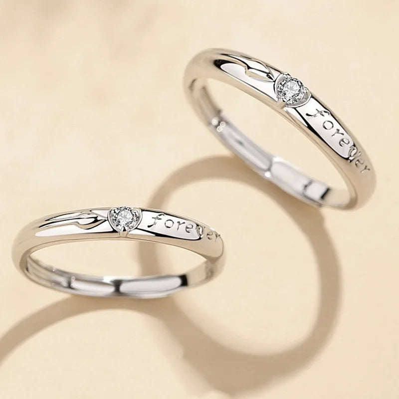 Square Zirconia Couple Rings - Luxury Wedding Bands