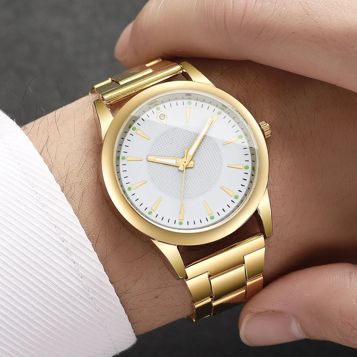 2pcs Couples Quartz Watch Set - Alloy, Numberless Dial, Fashion Casual, No Box