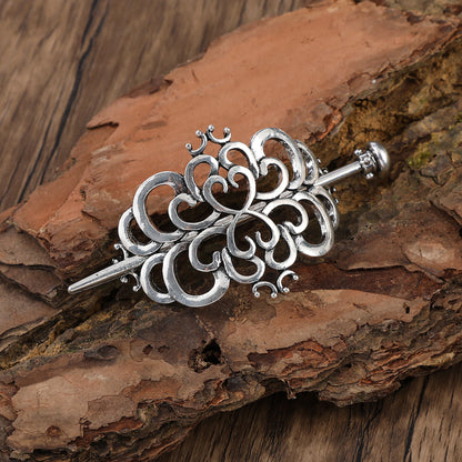 Celtic Knot Heart Hair Stick – Viking Irish Style, Metal Alloy, Silver
