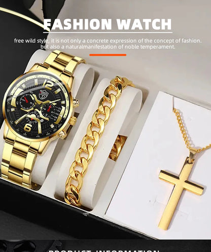 DEYROS Men's Fashion Quartz Watch - Stainless Steel Band, Numberless Dial, Casual Business