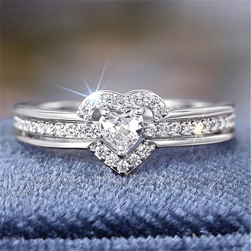 Modyle 925 Sterling Silver Heart Zirconia Ring – Wedding