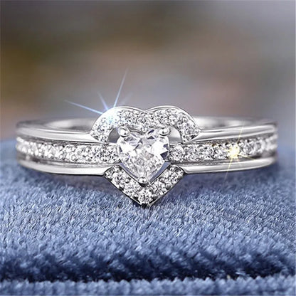 Modyle 925 Sterling Silver Heart Zirconia Ring – Wedding