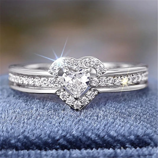 Modyle 925 Sterling Silver Heart Zirconia Ring – Wedding