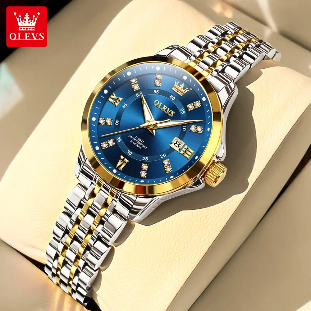 OLEVS 3620 Women's Watch - Luxury Diamond, Automatic Calendar, Waterproof, Bracelet Set