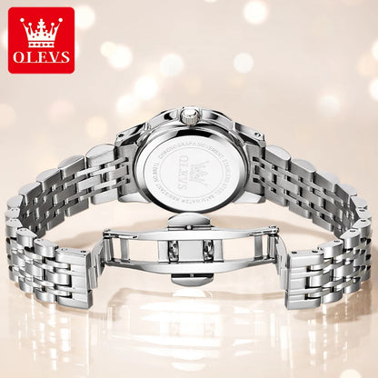 OLEVS 9931L Women's Watch - Elegant Fashion, Luxury, Waterproof, Stainless Steel, Luminous Date