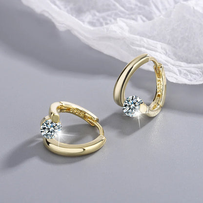 925 Sterling Silver Earrings - Gold with Crystals