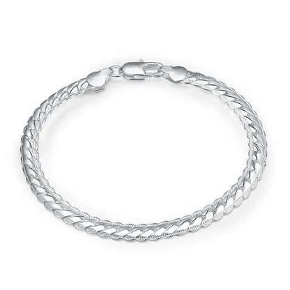 925 Sterling Silver 6mm Chain Necklace & Bracelet Set