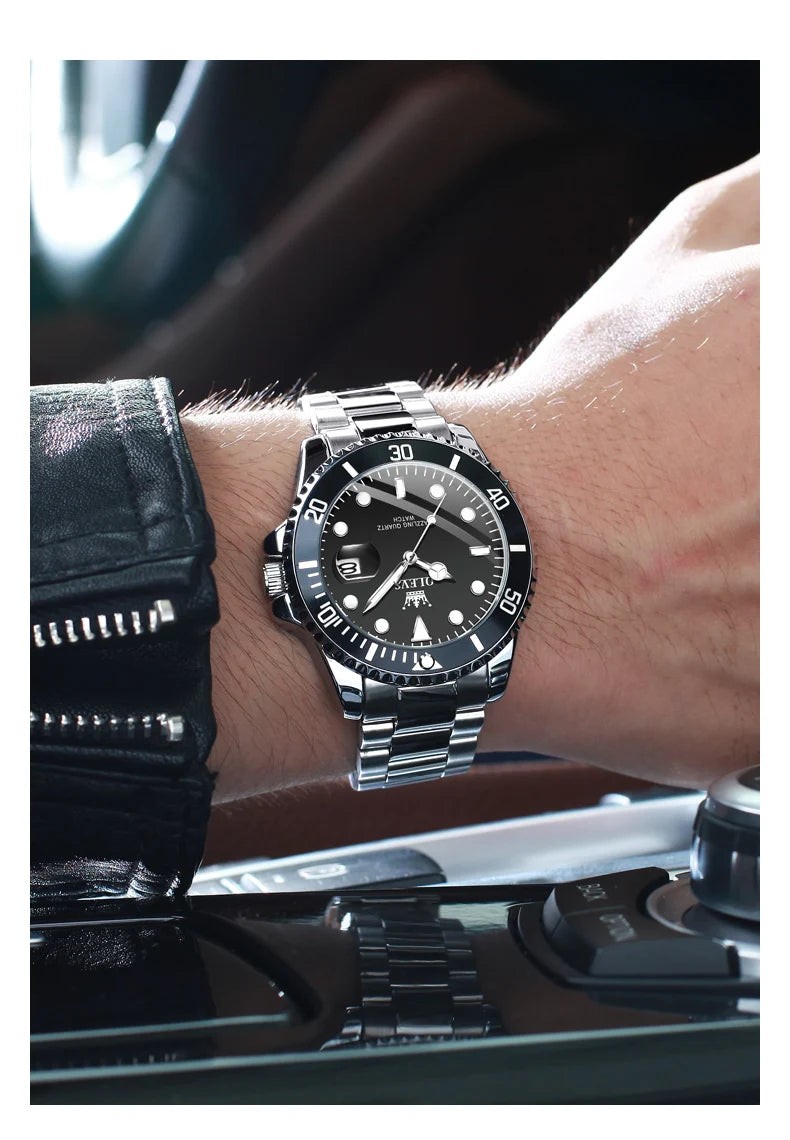OLEVS 5885 Men's Watch - Original Brand, Waterproof, Stainless Steel, Automatic Date, Gifts
