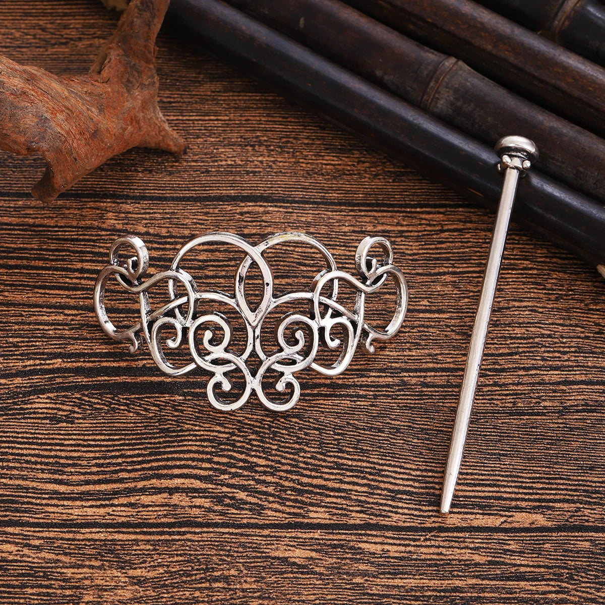 Celtic Knot Hair Stick – Retro Irish Style, Metal Alloy, Silver, 3 Styles