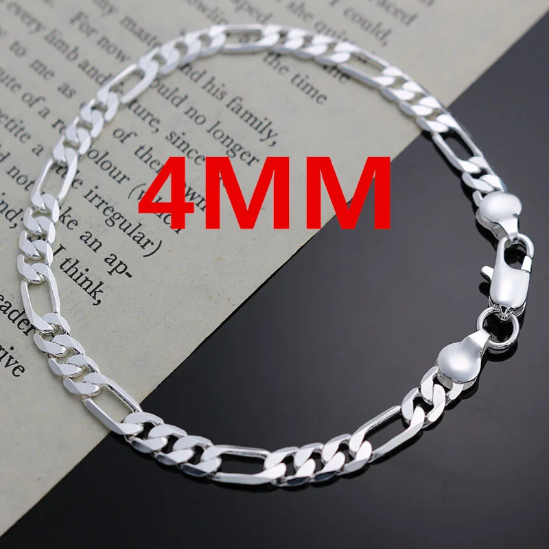 925 Sterling Silver 4mm Chain Necklace & Bracelet Set