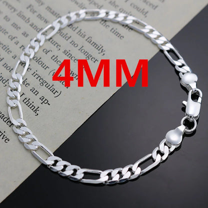925 Sterling Silver 4mm Chain Necklace & Bracelet Set