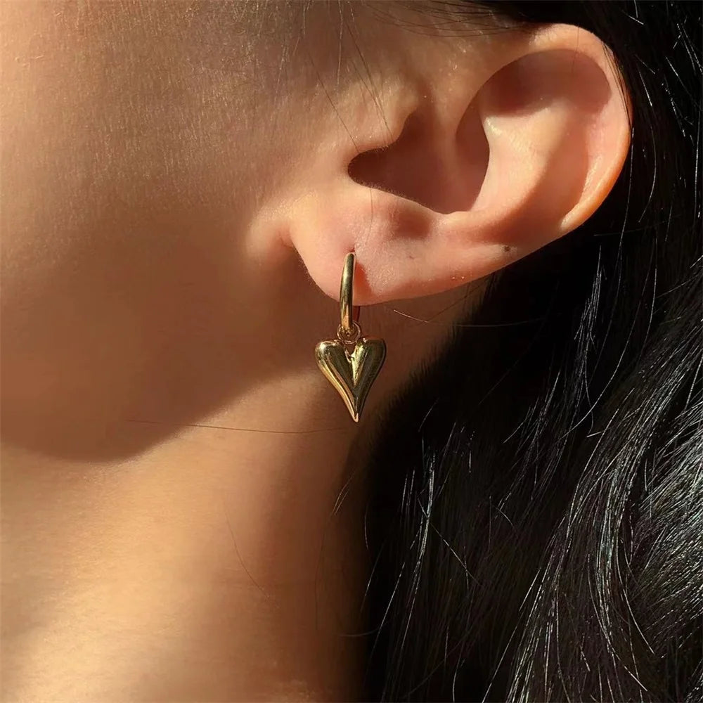 18K Gold Heart Love Jewelry Set - Necklace, Bracelet & Earrings