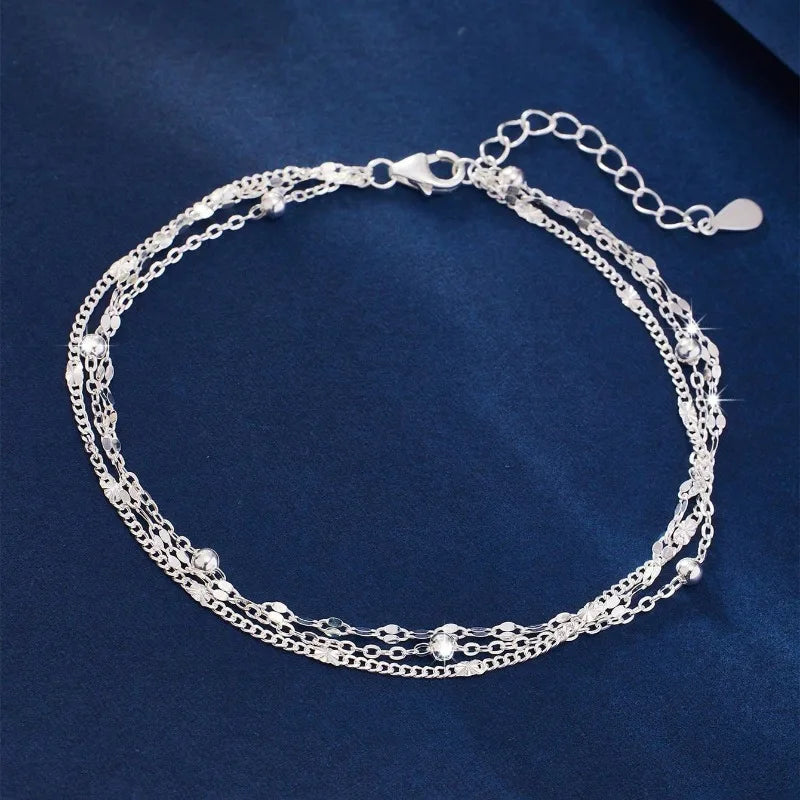 925 Sterling Silver Geometric Bead Bracelet