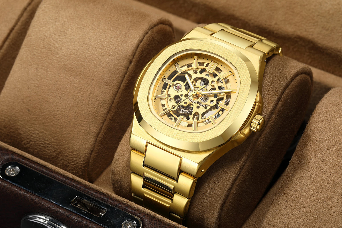 Gorben Automatic Skeleton Watch with Stainless Steel Band and Sapphire Crystal