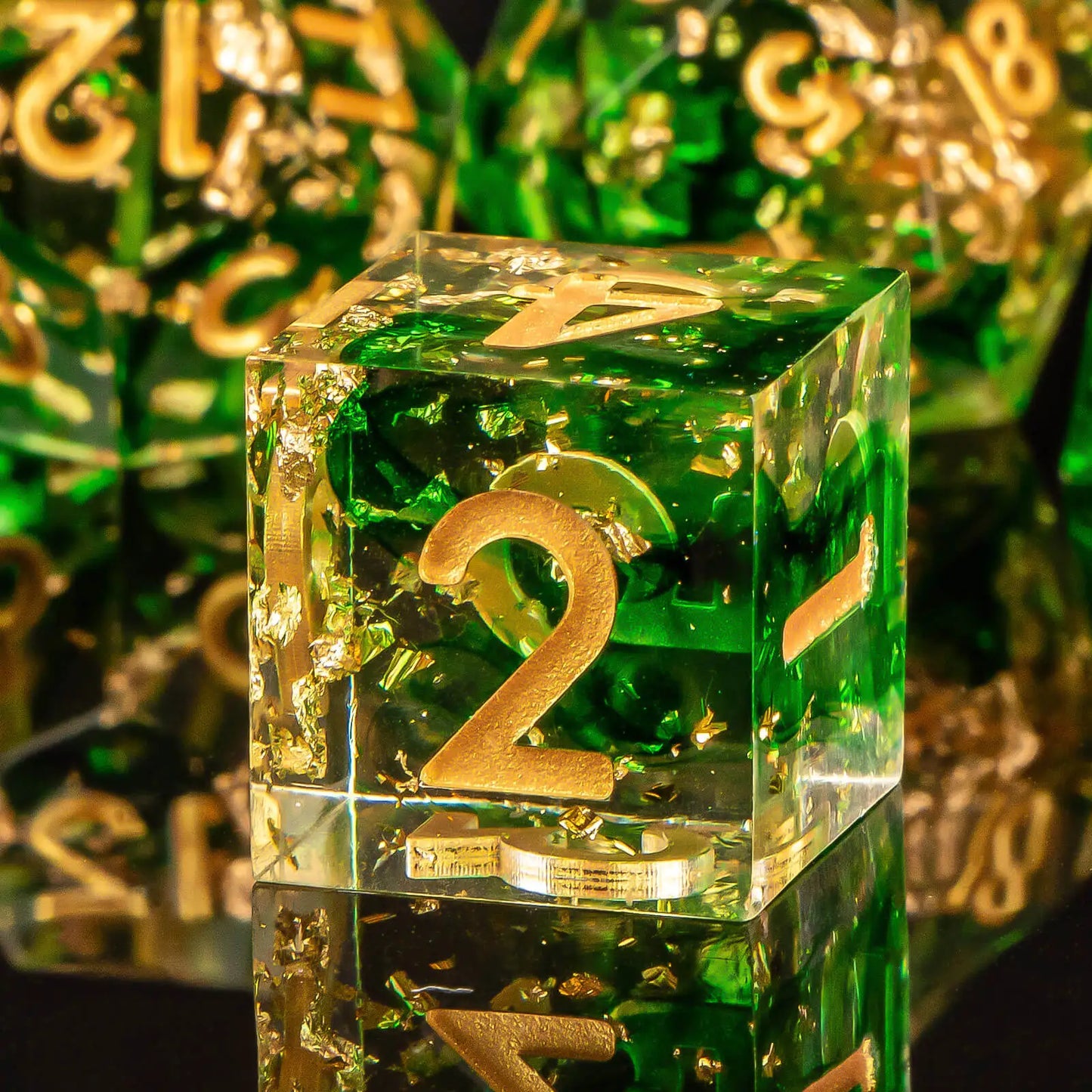 7-Piece Handmade Resin DnD Dice Set - Sharp Edge RPG Dice