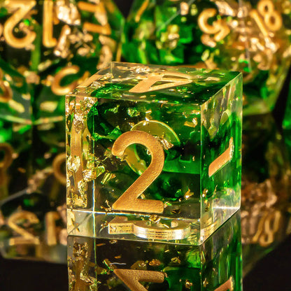 7-Piece Handmade Resin DnD Dice Set - Sharp Edge RPG Dice