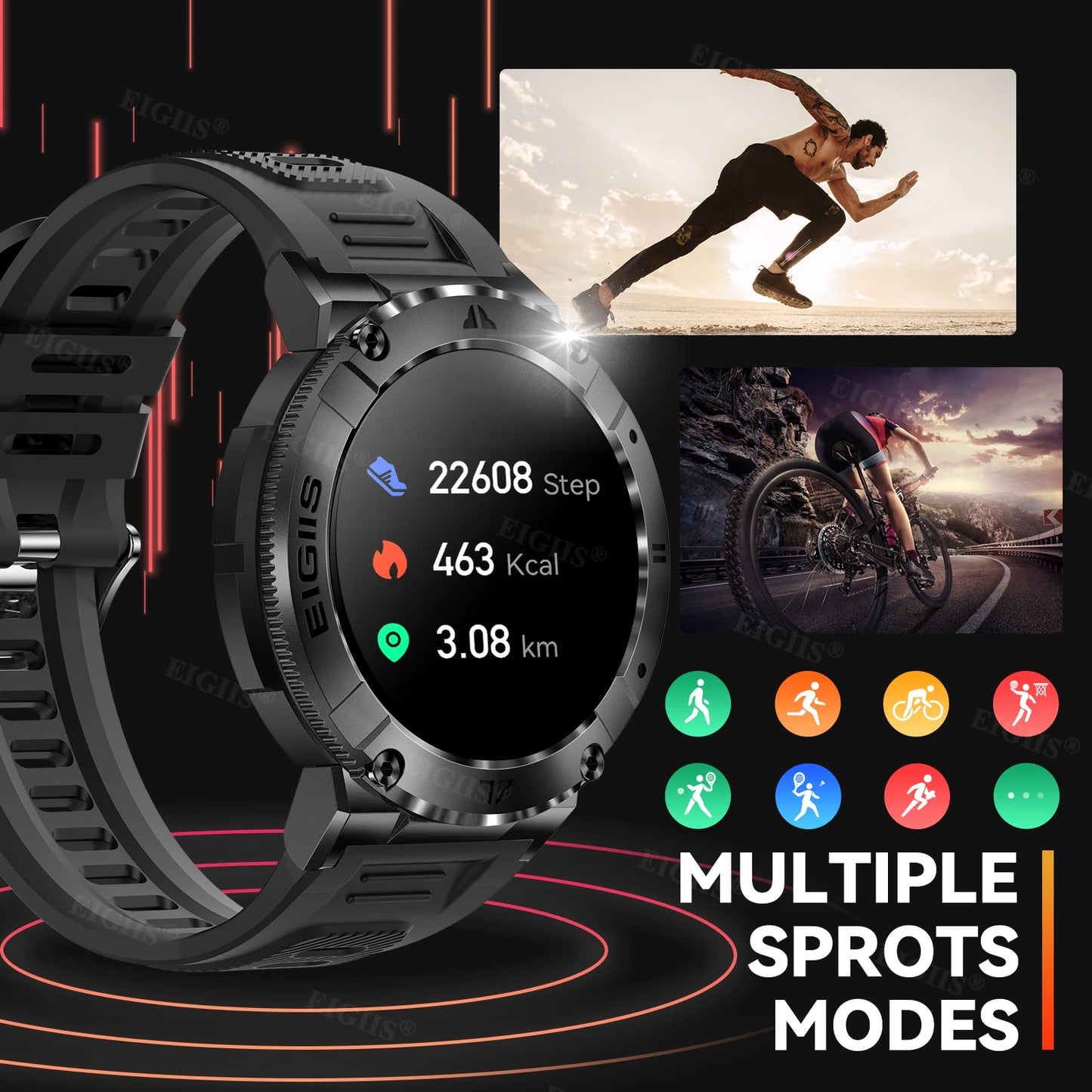 LaNikar Smart Watch - TFT Display, Bluetooth Call, Blood Pressure, Fitness Monitor, Waterproof