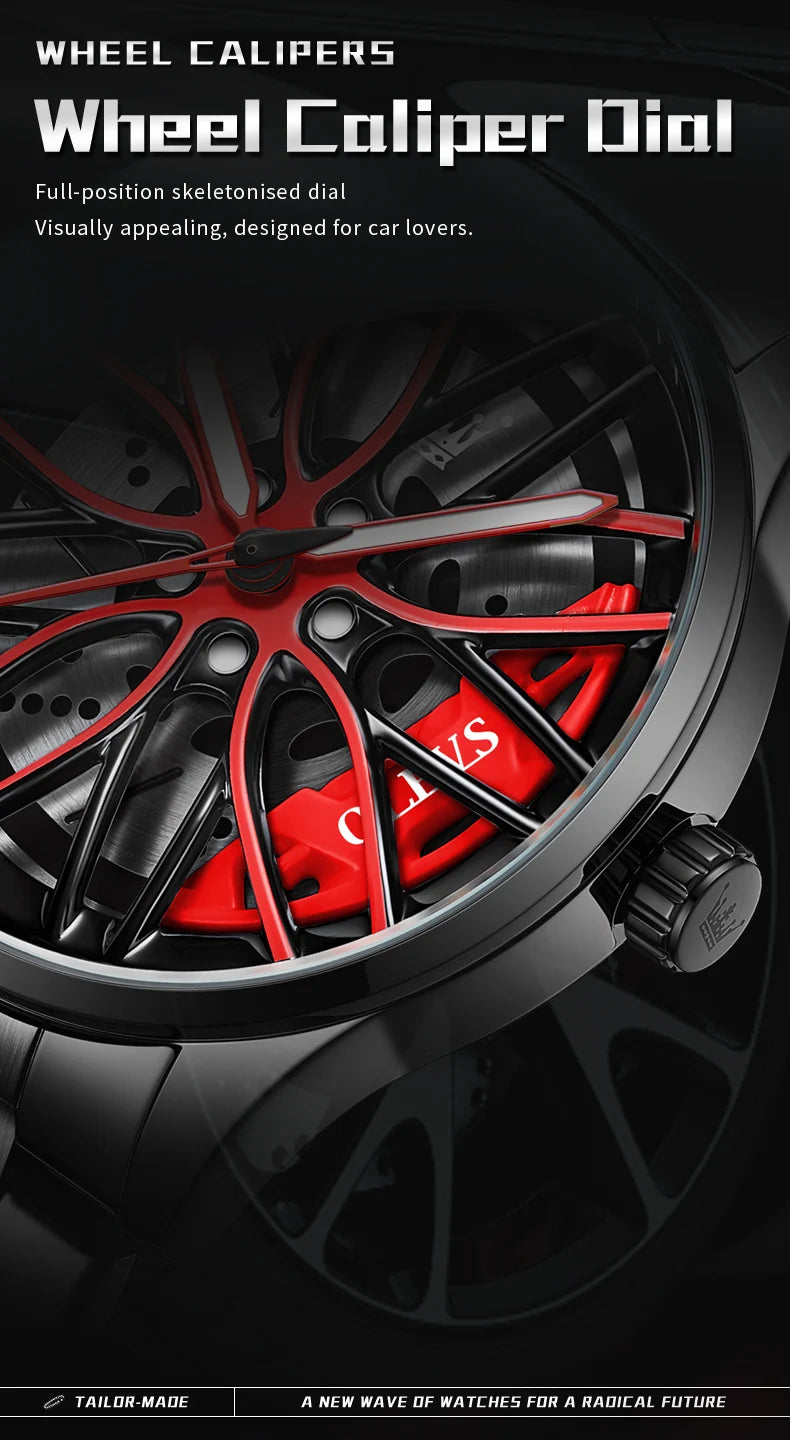 OLEVS 9937 Men's Watch - Fashion, Rotatable Wheel Hub Dial, Waterproof, Luminous, Gifts