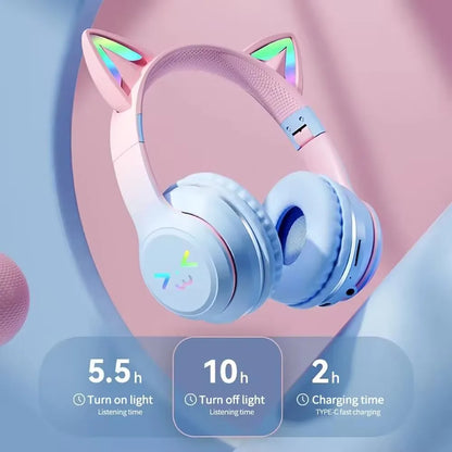 RGB Cat Ear Bluetooth Earphones 5.3 - Wireless Gaming Headset