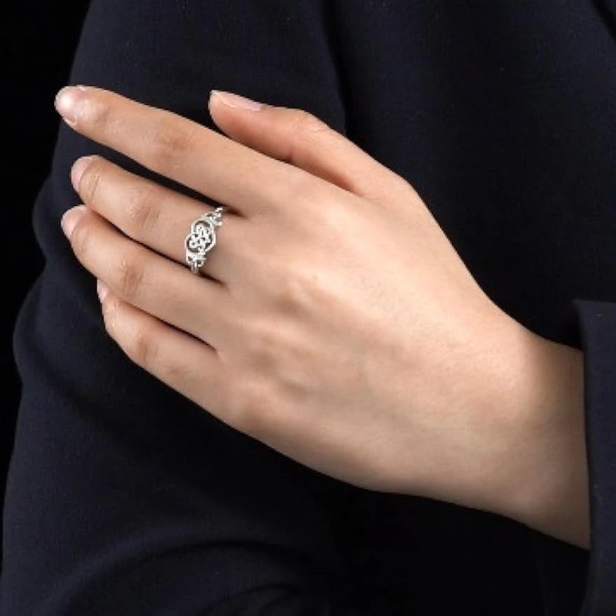 YILUOCD Celtic Knot Heart Ring – S925 Silver Plated