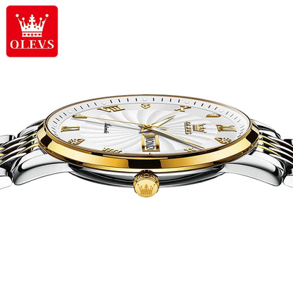 OLEVS 6630 Men's Watch - Automatic Mechanical, Threaded Dial, Waterproof, Stainless Steel, Luxury